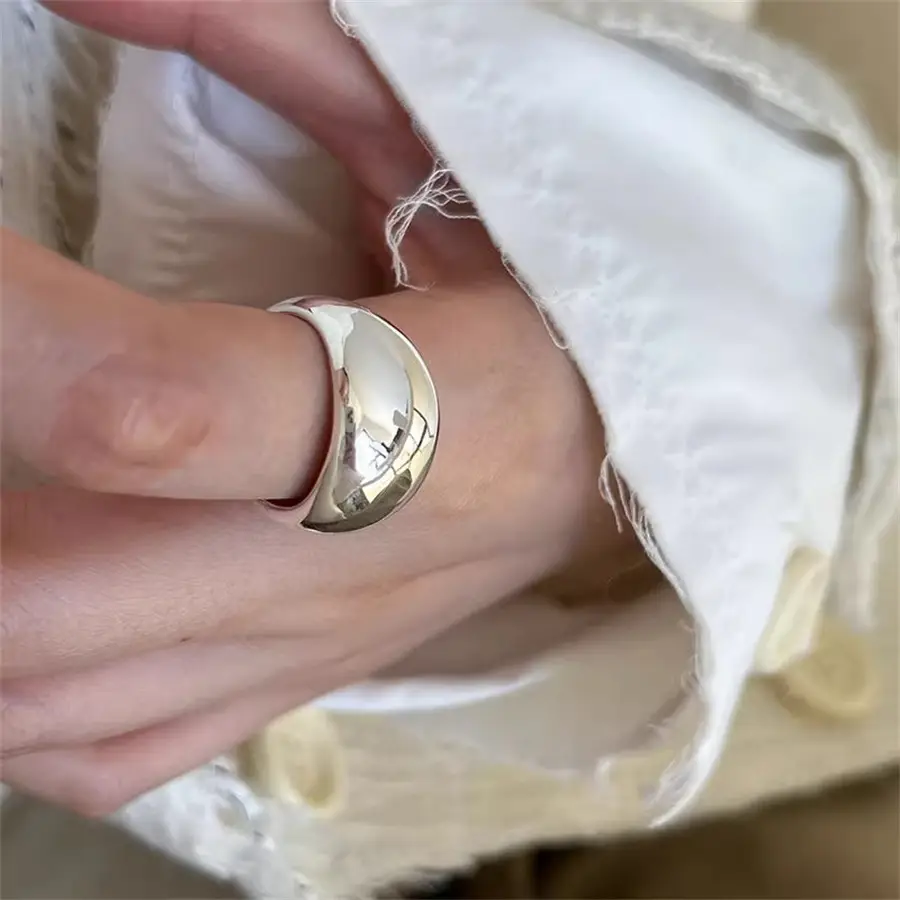 Korean New Product 925 Sterling Silver Plain Ring for Women, Light Luxury Niche Ins-Style High-End Adjustable Open Ring