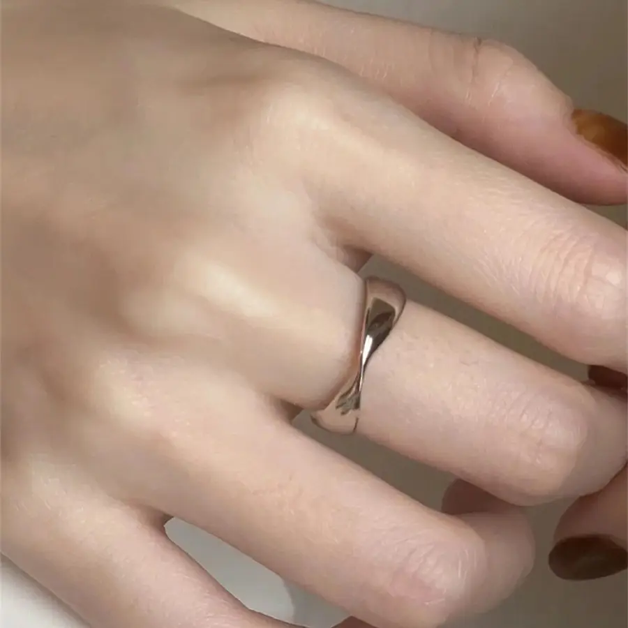 Korean New Product 925 Sterling Silver Plain Ring for Women, Light Luxury Niche Ins-Style High-End Adjustable Open Ring