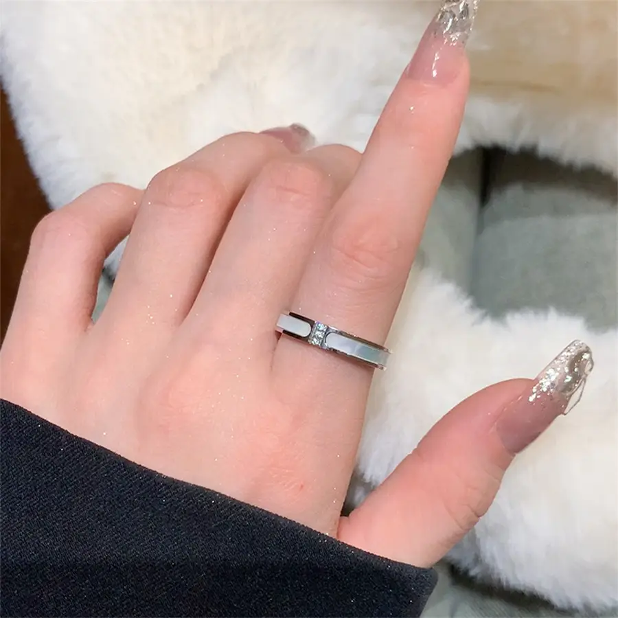 Korean New Product 925 Sterling Silver Plain Ring for Women, Light Luxury Niche Ins-Style High-End Adjustable Open Ring