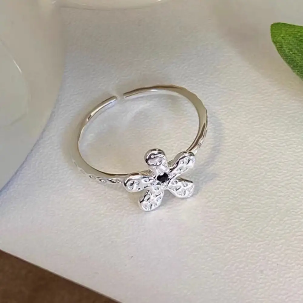Korean New Product 925 Sterling Silver Plain Ring for Women, Light Luxury Niche Ins-Style High-End Adjustable Open Ring