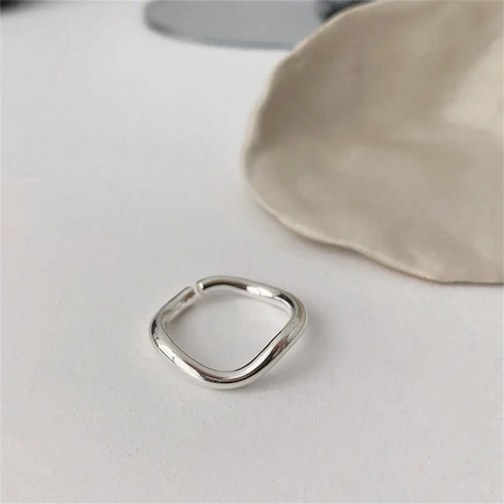 Korean New Product 925 Sterling Silver Plain Ring for Women, Light Luxury Niche Ins-Style High-End Adjustable Open Ring