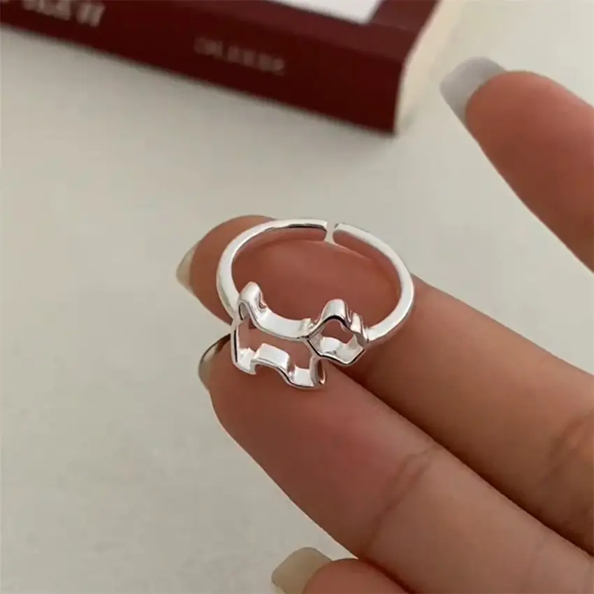 Korean New Product 925 Sterling Silver Plain Ring for Women, Light Luxury Niche Ins-Style High-End Adjustable Open Ring