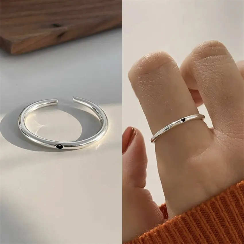 Korean New Product 925 Sterling Silver Plain Ring for Women, Light Luxury Niche Ins-Style High-End Adjustable Open Ring