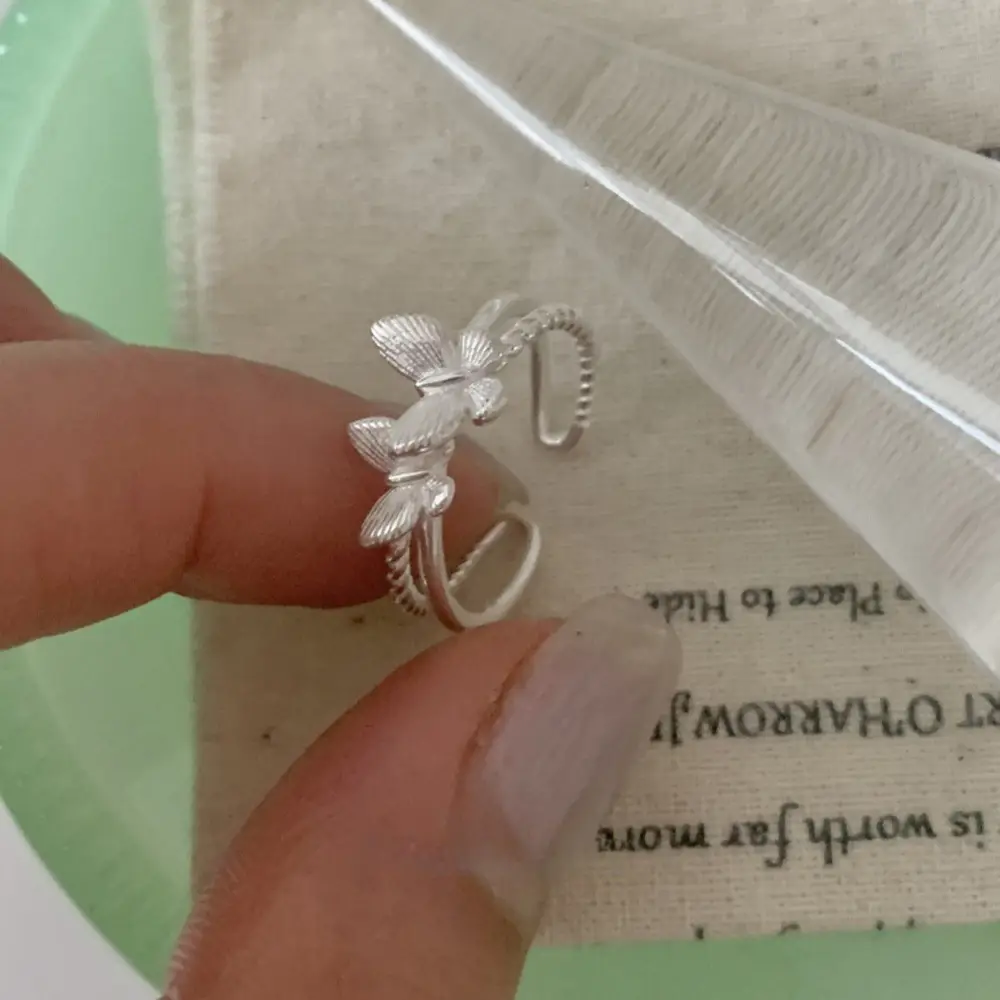 Korean New Product 925 Sterling Silver Plain Ring for Women, Light Luxury Niche Ins-Style High-End Adjustable Open Ring