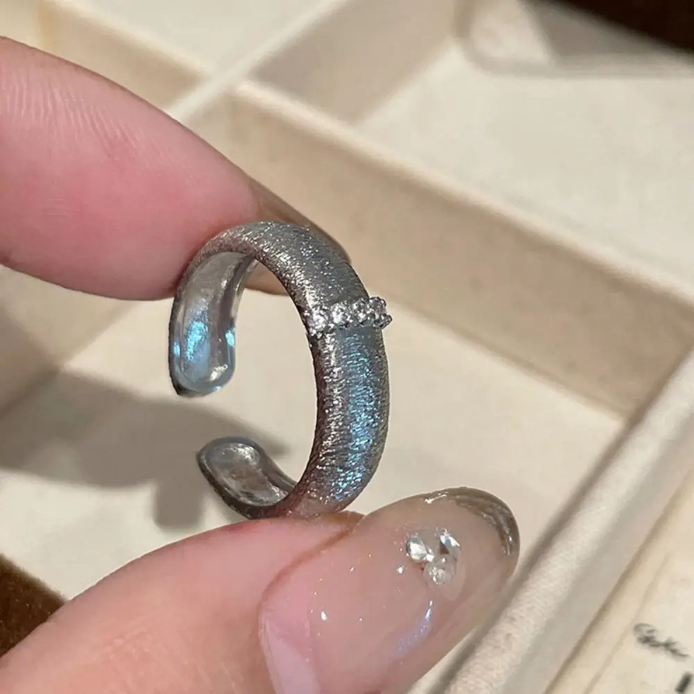 Korean New Product 925 Sterling Silver Plain Ring for Women, Light Luxury Niche Ins-Style High-End Adjustable Open Ring