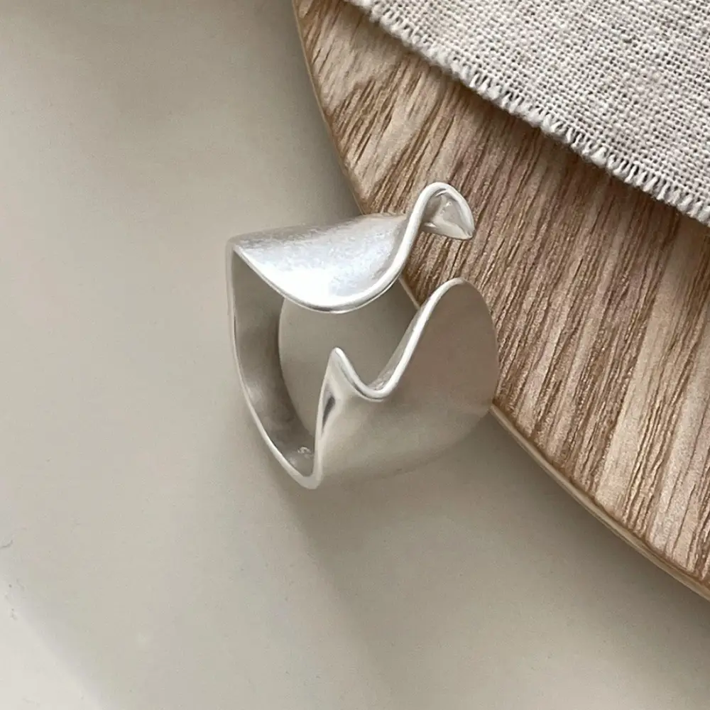 Korean New Product 925 Sterling Silver Plain Ring for Women, Light Luxury Niche Ins-Style High-End Adjustable Open Ring