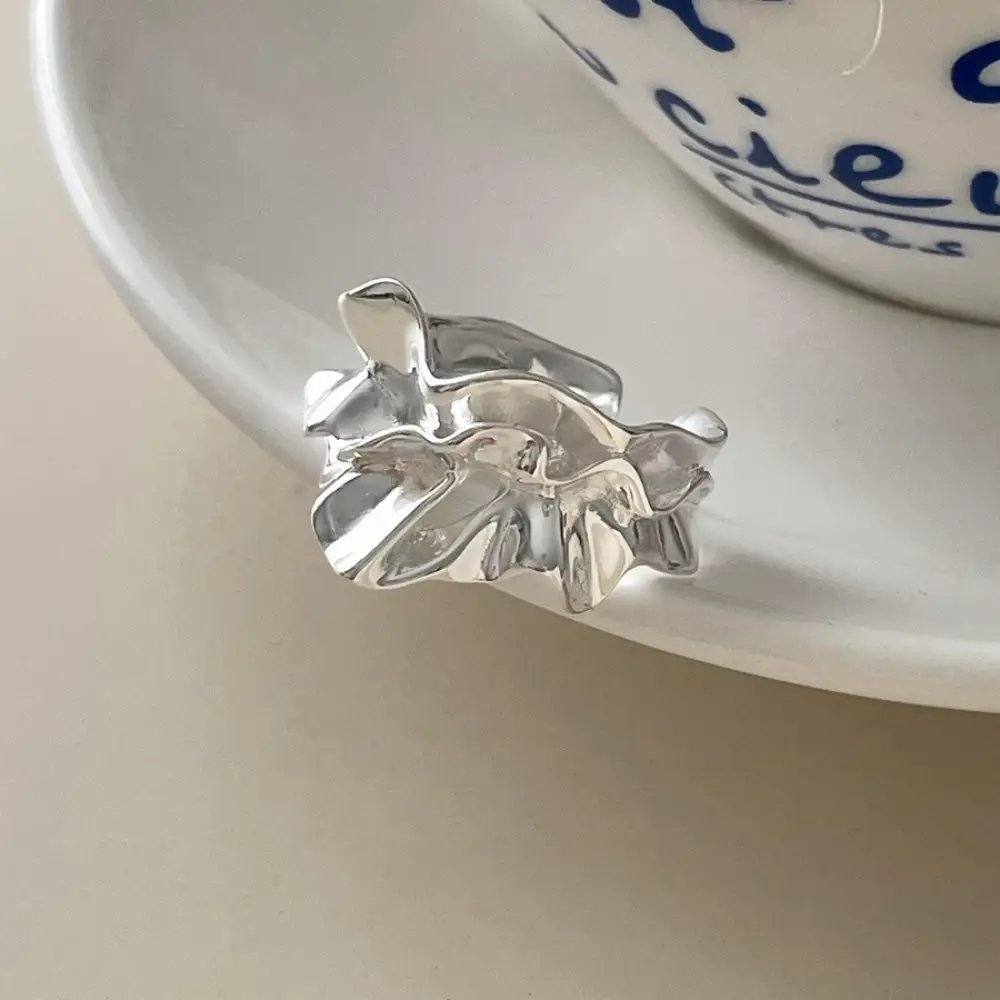 Korean New Product 925 Sterling Silver Plain Ring for Women, Light Luxury Niche Ins-Style High-End Adjustable Open Ring
