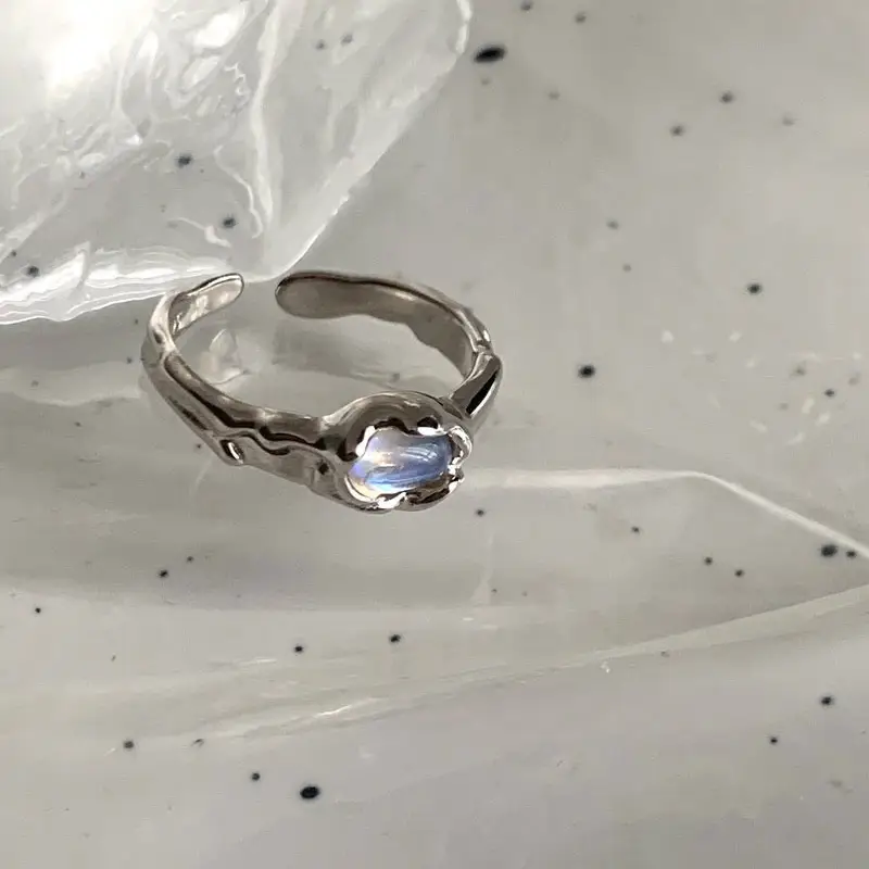 Korean New Product 925 Sterling Silver Plain Ring for Women, Light Luxury Niche Ins-Style High-End Adjustable Open Ring