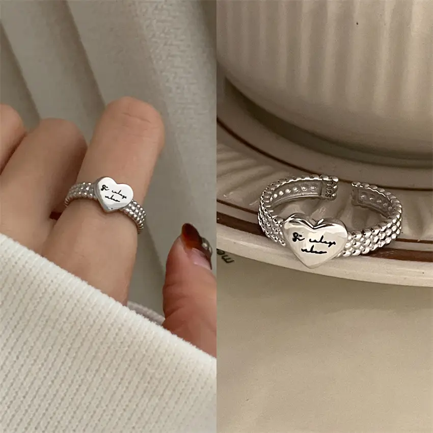 Korean New Product 925 Sterling Silver Plain Ring for Women, Light Luxury Niche Ins-Style High-End Adjustable Open Ring