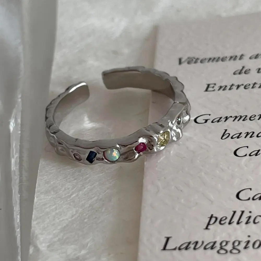 Korean New Product 925 Sterling Silver Plain Ring for Women, Light Luxury Niche Ins-Style High-End Adjustable Open Ring
