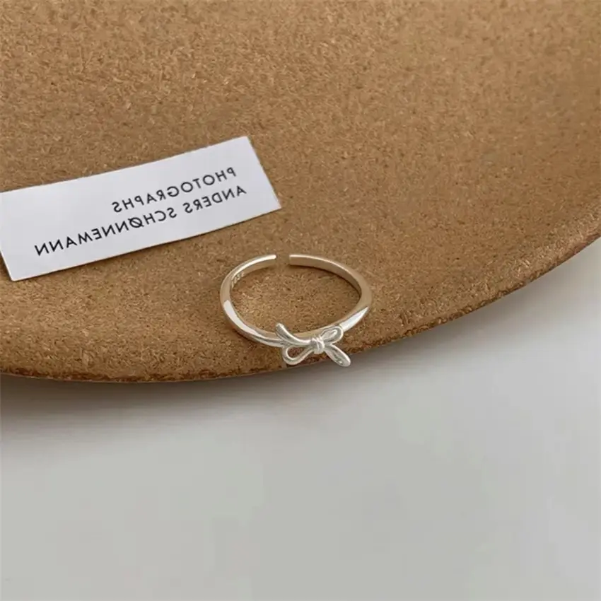 Korean New Product 925 Sterling Silver Plain Ring for Women, Light Luxury Niche Ins-Style High-End Adjustable Open Ring