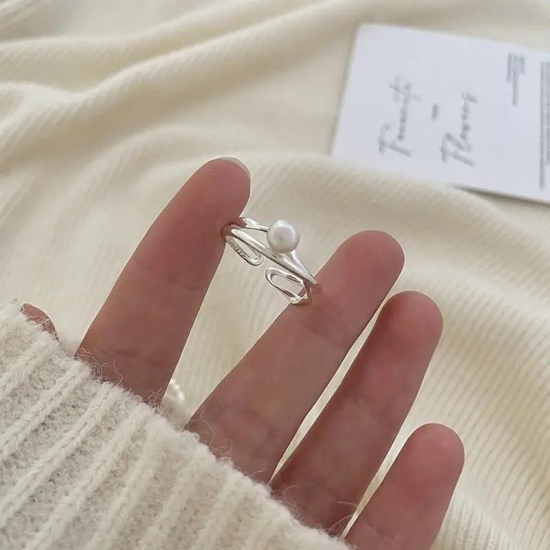 Korean New Product 925 Sterling Silver Plain Ring for Women, Light Luxury Niche Ins-Style High-End Adjustable Open Ring