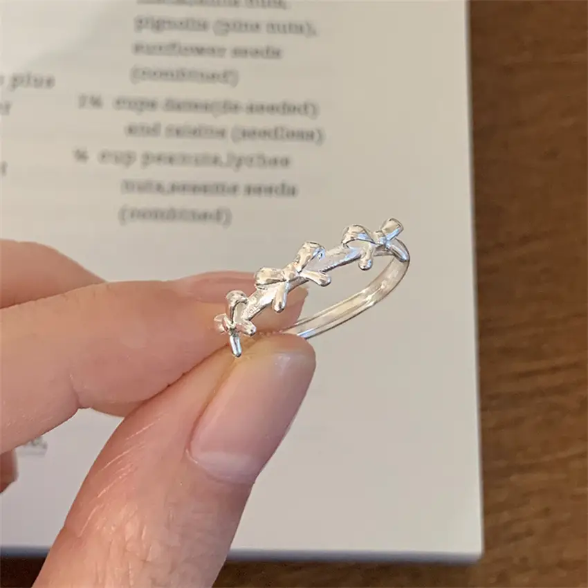 Korean New Product 925 Sterling Silver Plain Ring for Women, Light Luxury Niche Ins-Style High-End Adjustable Open Ring