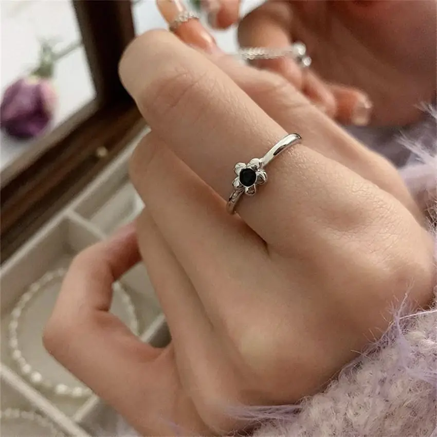 Korean New Product 925 Sterling Silver Plain Ring for Women, Light Luxury Niche Ins-Style High-End Adjustable Open Ring