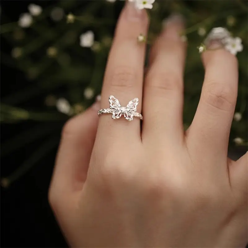 Korean New Product 925 Sterling Silver Plain Ring for Women, Light Luxury Niche Ins-Style High-End Adjustable Open Ring