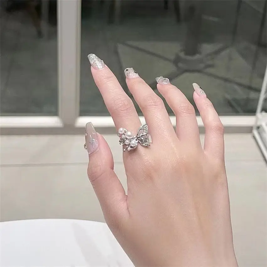 Korean New Product 925 Sterling Silver Plain Ring for Women, Light Luxury Niche Ins-Style High-End Adjustable Open Ring