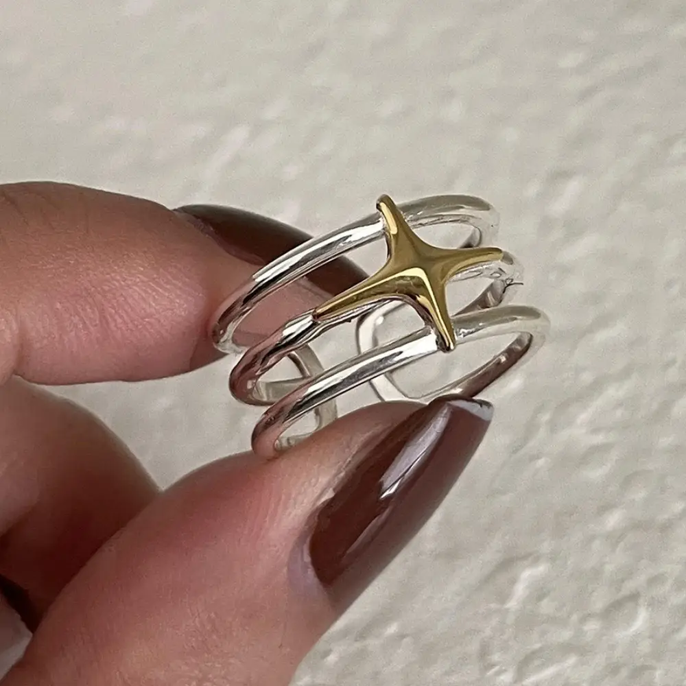 Korean New Product 925 Sterling Silver Plain Ring for Women, Light Luxury Niche Ins-Style High-End Adjustable Open Ring