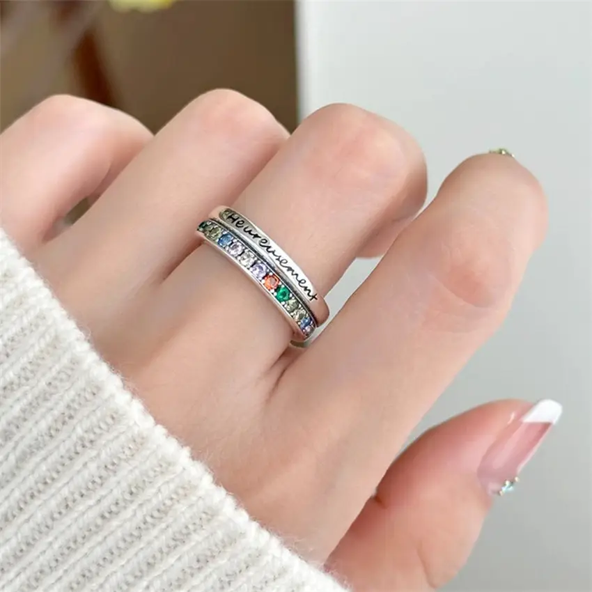 Korean New Product 925 Sterling Silver Plain Ring for Women, Light Luxury Niche Ins-Style High-End Adjustable Open Ring