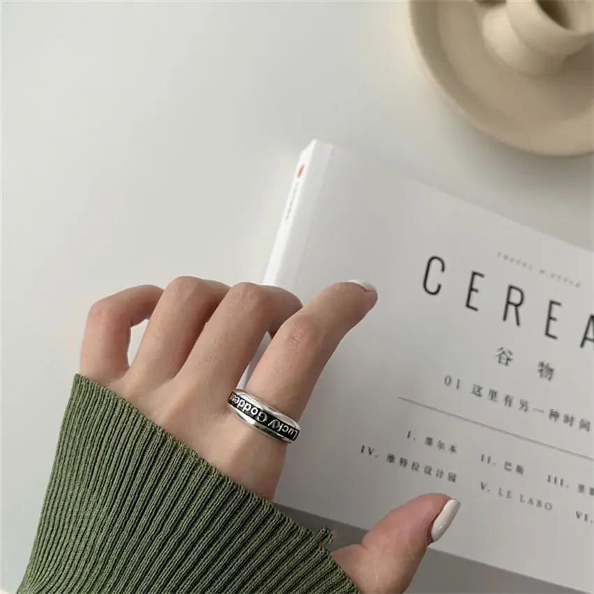 Korean New Product 925 Sterling Silver Plain Ring for Women, Light Luxury Niche Ins-Style High-End Adjustable Open Ring