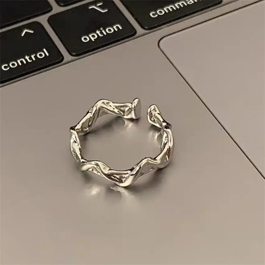 Korean New Product 925 Sterling Silver Plain Ring for Women, Light Luxury Niche Ins-Style High-End Adjustable Open Ring