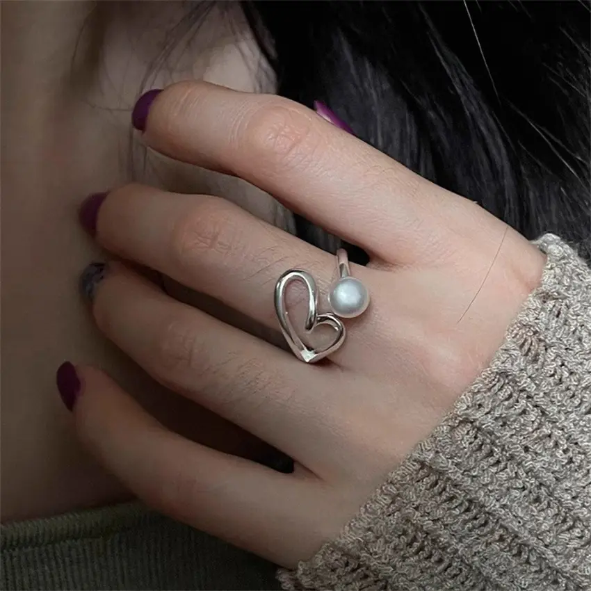 Korean New Product 925 Sterling Silver Plain Ring for Women, Light Luxury Niche Ins-Style High-End Adjustable Open Ring
