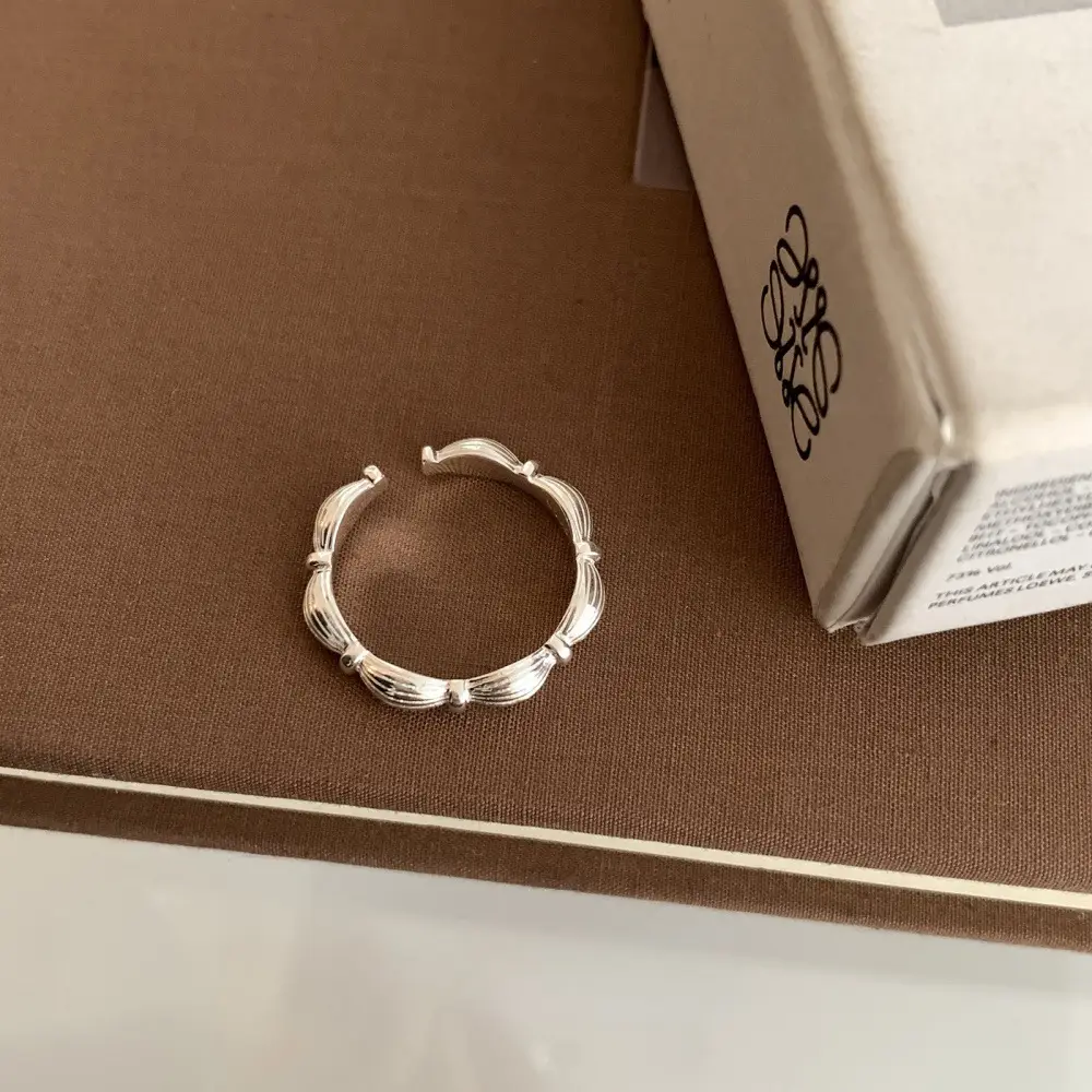 Korean New Product 925 Sterling Silver Plain Ring for Women, Light Luxury Niche Ins-Style High-End Adjustable Open Ring