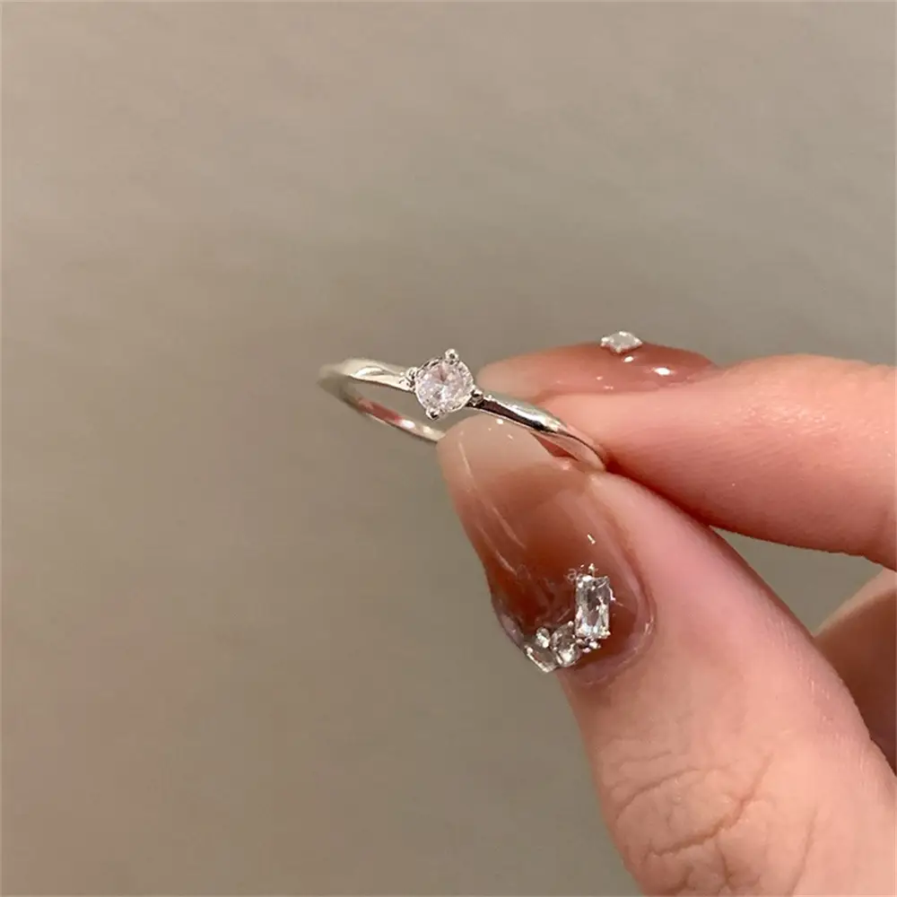 Korean New Product 925 Sterling Silver Plain Ring for Women, Light Luxury Niche Ins-Style High-End Adjustable Open Ring