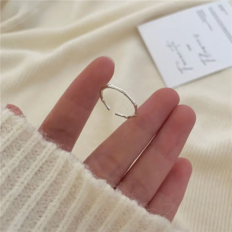 Korean New Product 925 Sterling Silver Plain Ring for Women, Light Luxury Niche Ins-Style High-End Adjustable Open Ring