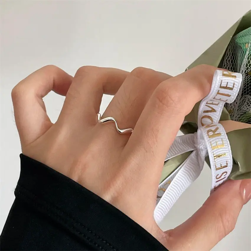 Korean New Product 925 Sterling Silver Plain Ring for Women, Light Luxury Niche Ins-Style High-End Adjustable Open Ring
