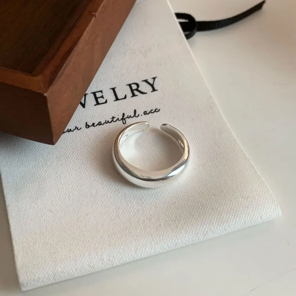 Korean New Product 925 Sterling Silver Plain Ring for Women, Light Luxury Niche Ins-Style High-End Adjustable Open Ring