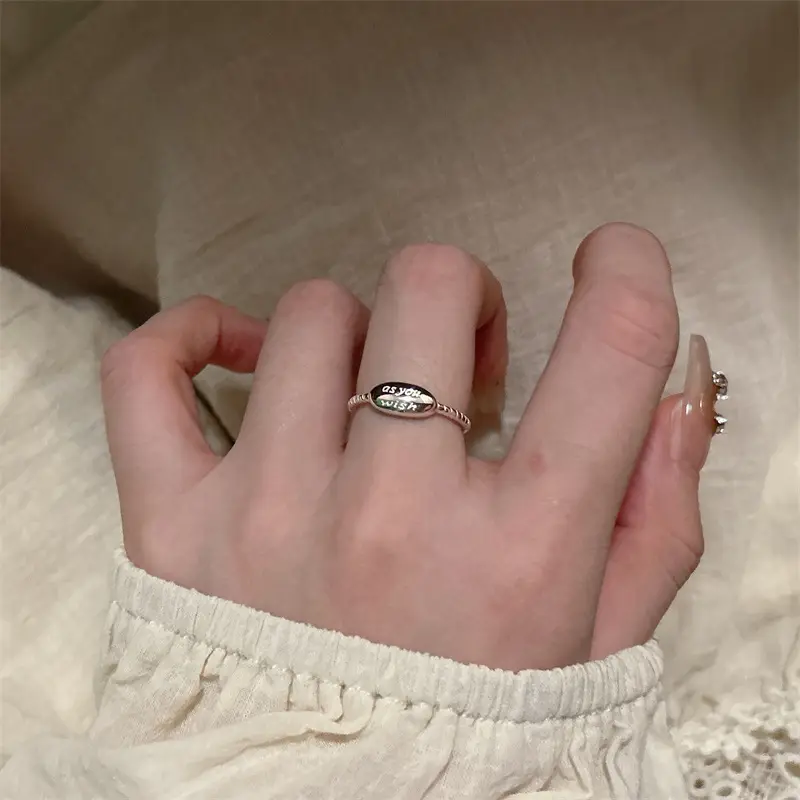 Korean New Product 925 Sterling Silver Plain Ring for Women, Light Luxury Niche Ins-Style High-End Adjustable Open Ring