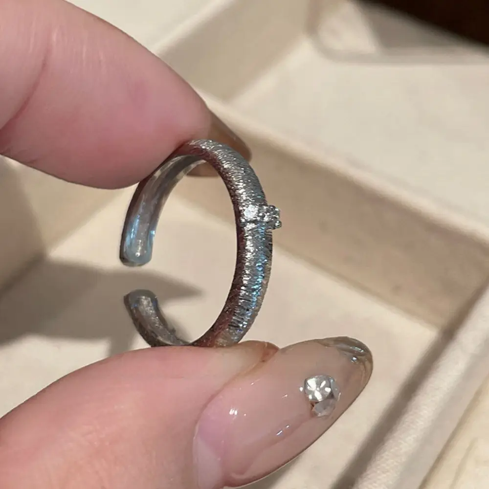 Korean New Product 925 Sterling Silver Plain Ring for Women, Light Luxury Niche Ins-Style High-End Adjustable Open Ring