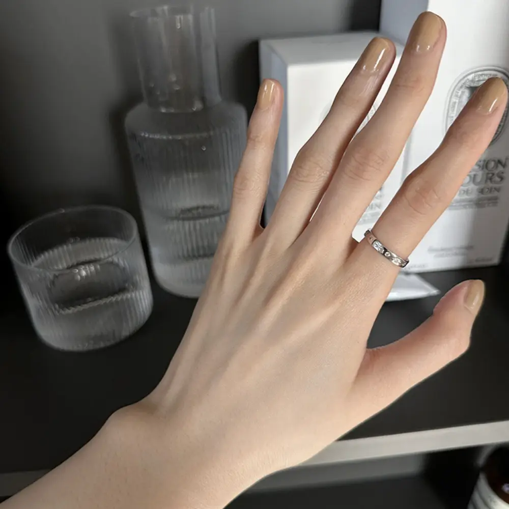 Korean New Product 925 Sterling Silver Plain Ring for Women, Light Luxury Niche Ins-Style High-End Adjustable Open Ring