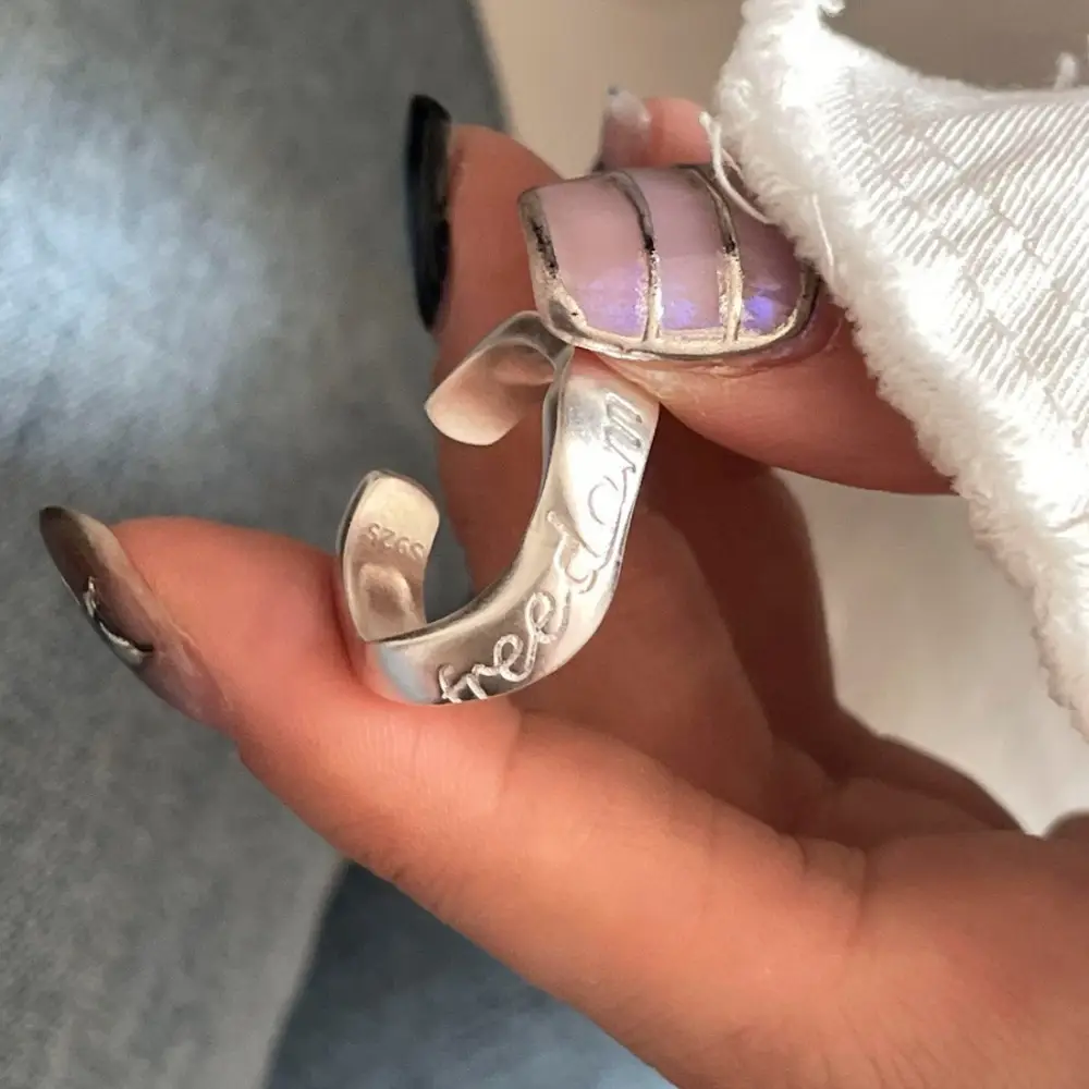 Korean New Product 925 Sterling Silver Plain Ring for Women, Light Luxury Niche Ins-Style High-End Adjustable Open Ring
