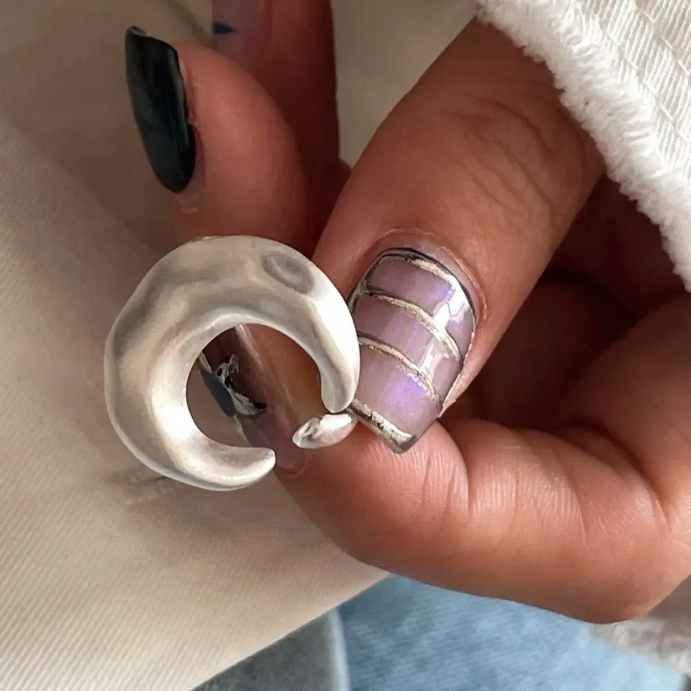 Korean New Product 925 Sterling Silver Plain Ring for Women, Light Luxury Niche Ins-Style High-End Adjustable Open Ring