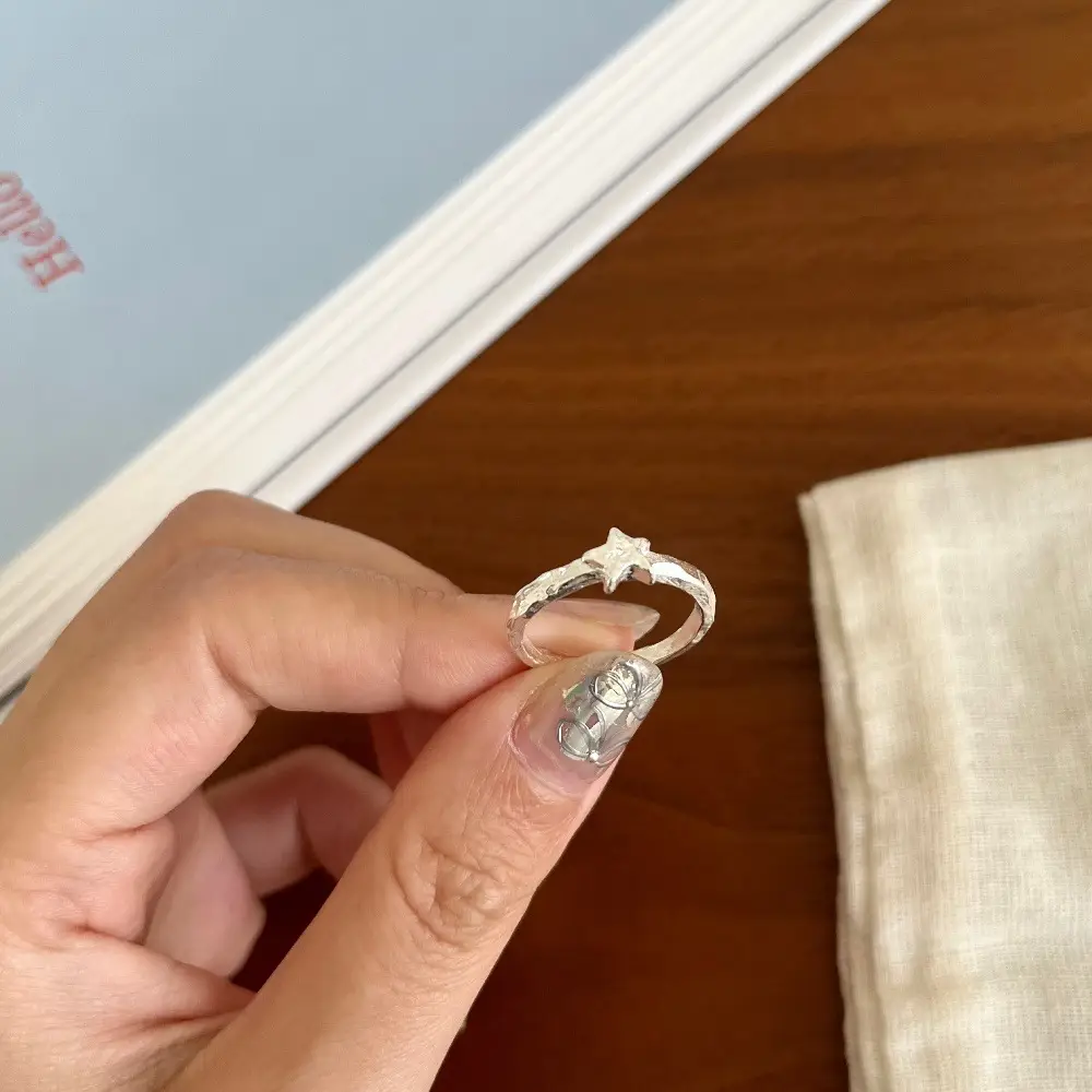 Korean New Product 925 Sterling Silver Plain Ring for Women, Light Luxury Niche Ins-Style High-End Adjustable Open Ring