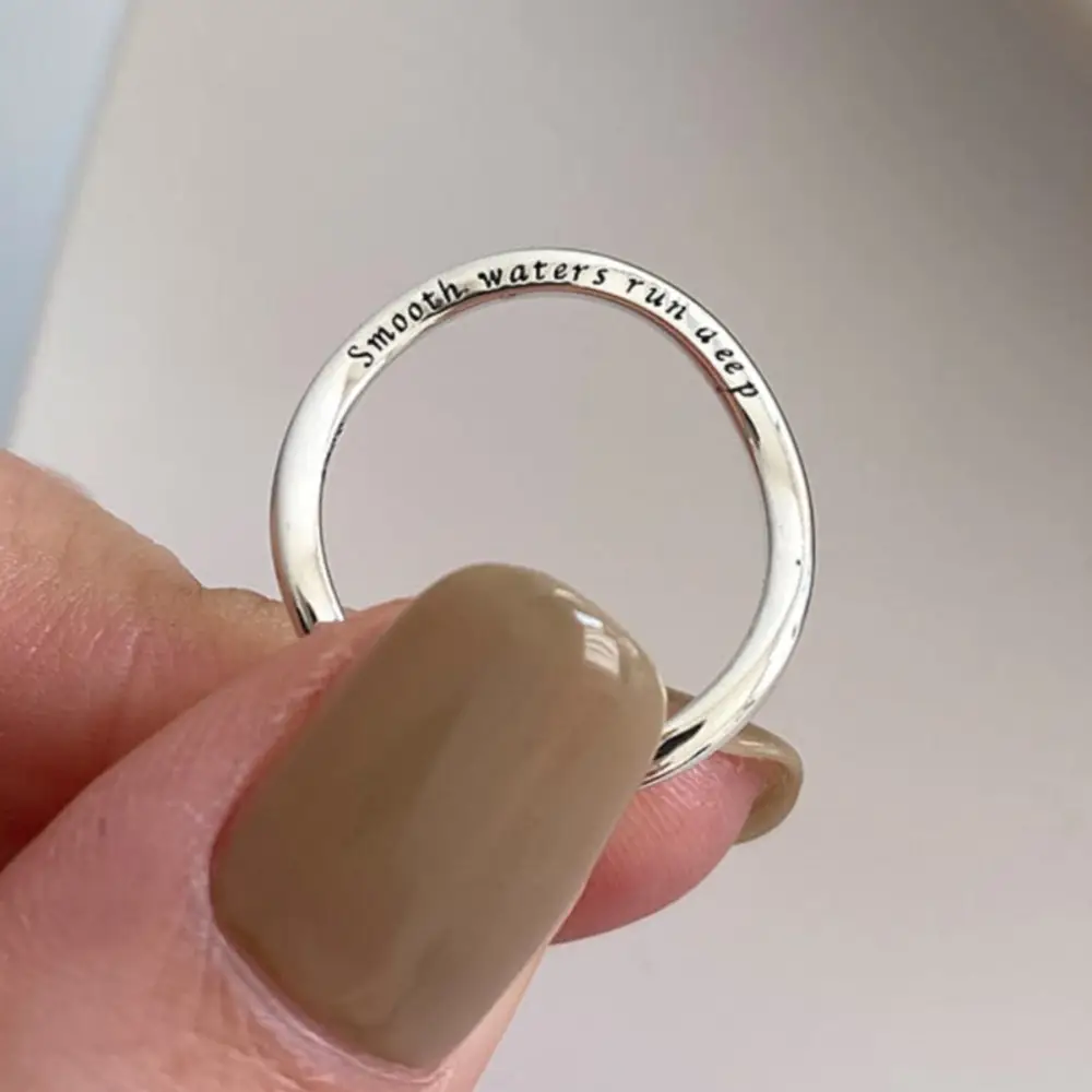 Korean New Product 925 Sterling Silver Plain Ring for Women, Light Luxury Niche Ins-Style High-End Adjustable Open Ring