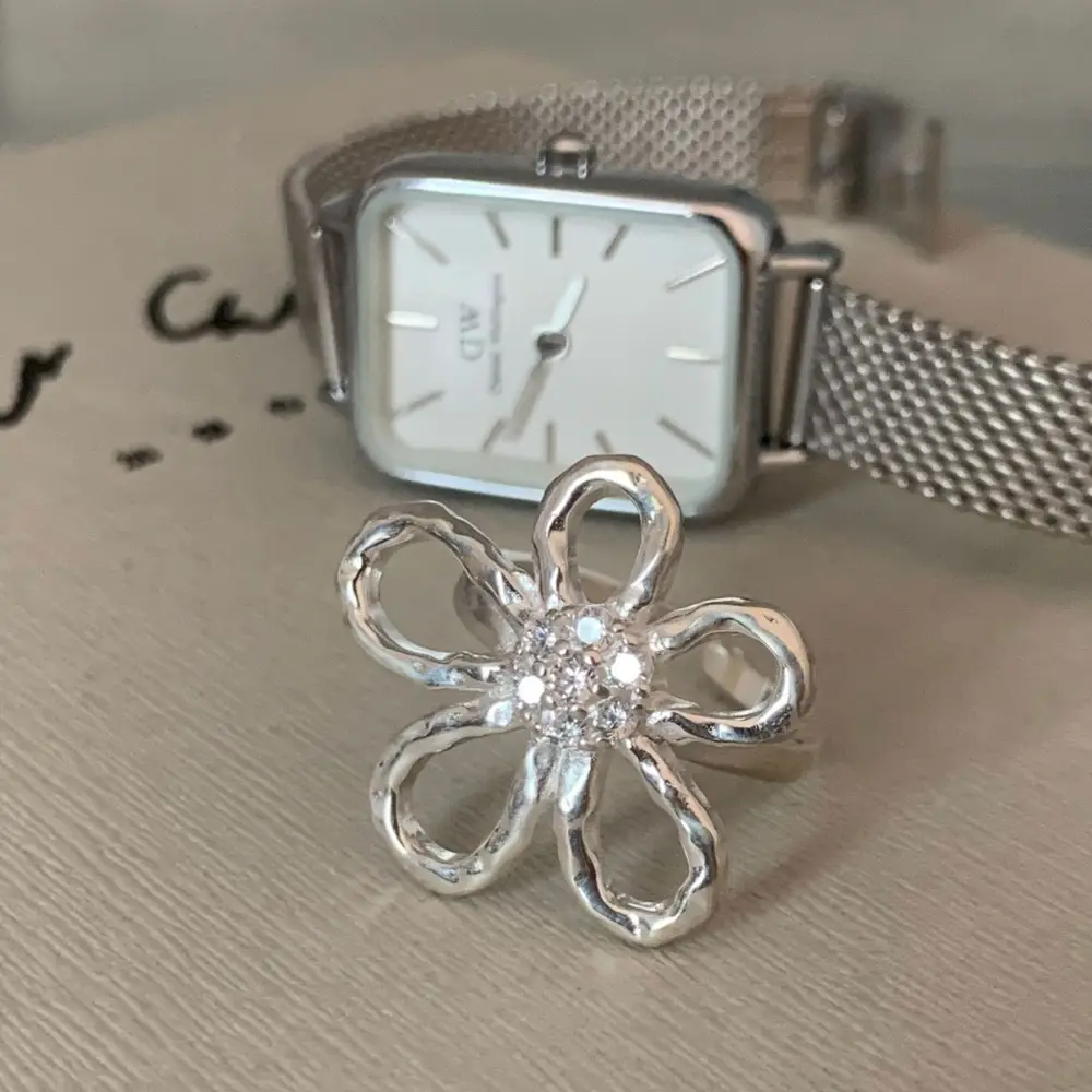 Korean New Product 925 Sterling Silver Plain Ring for Women, Light Luxury Niche Ins-Style High-End Adjustable Open Ring