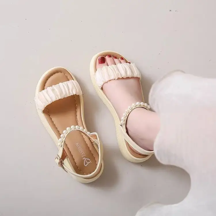 Women's Pearl Strap Flat Sandals Summer 2024