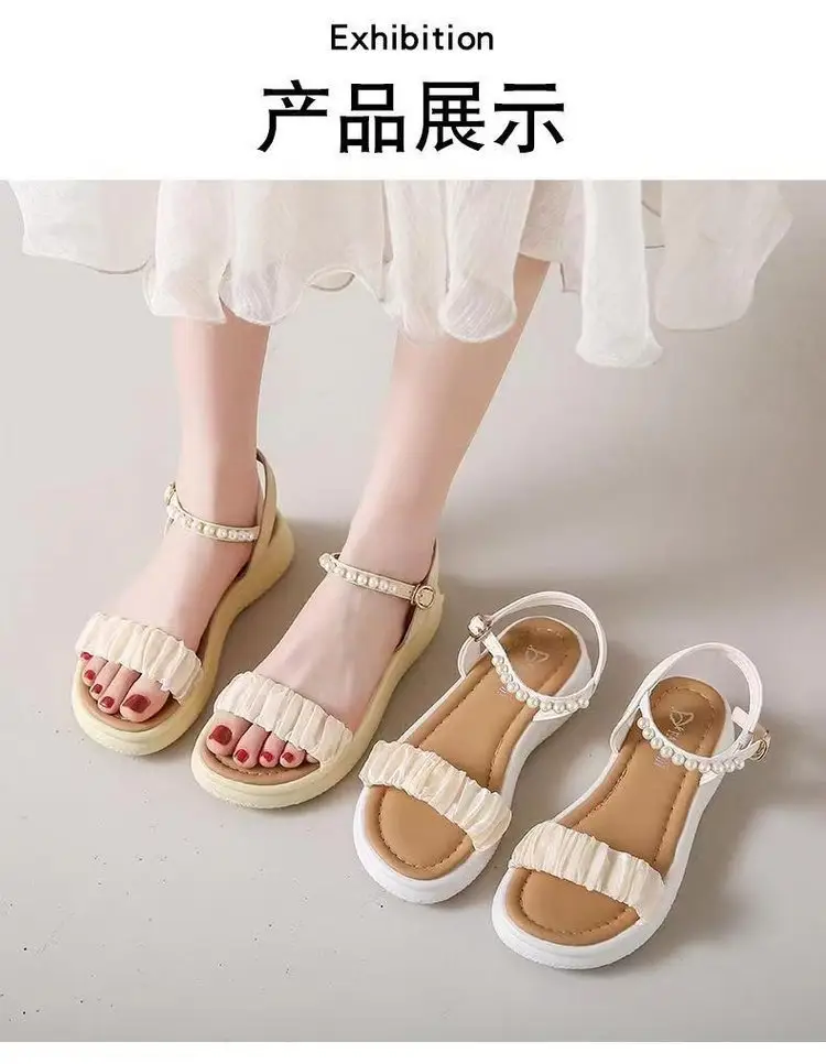 Women's Pearl Strap Flat Sandals Summer 2024 — feature 5
