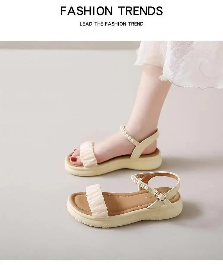 Women's Pearl Strap Flat Sandals Summer 2024 — feature 6
