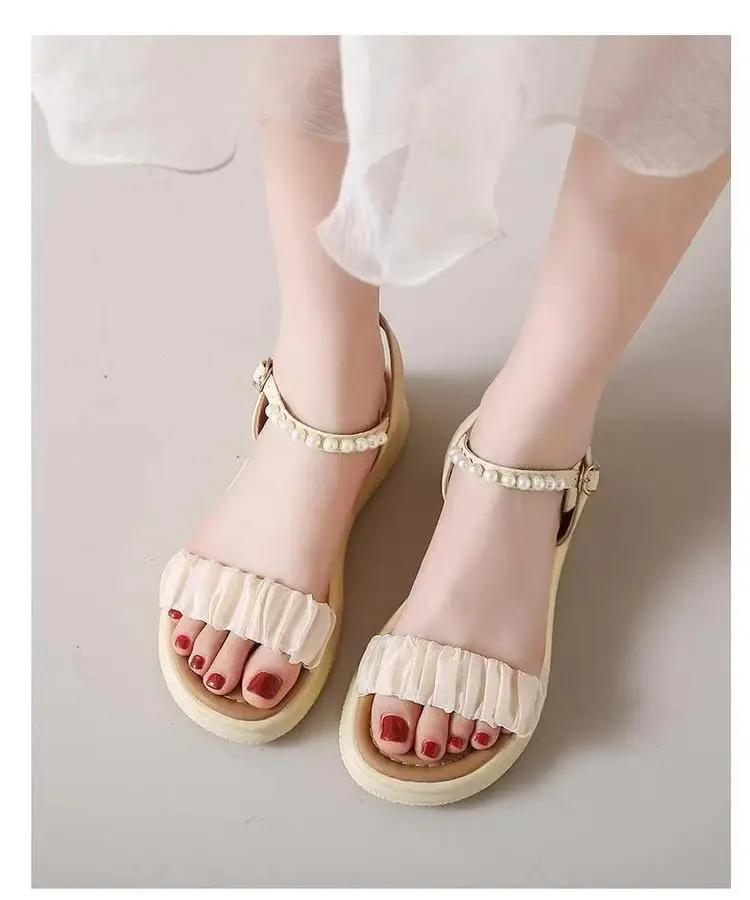 Women's Pearl Strap Flat Sandals Summer 2024 — feature 7