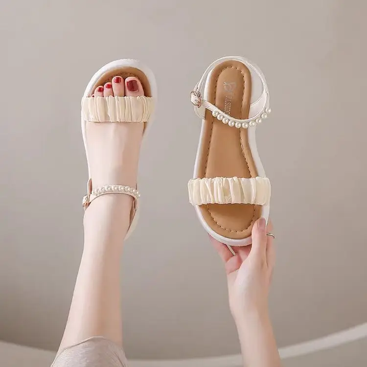 Women's Pearl Strap Flat Sandals Summer 2024 — feature 9