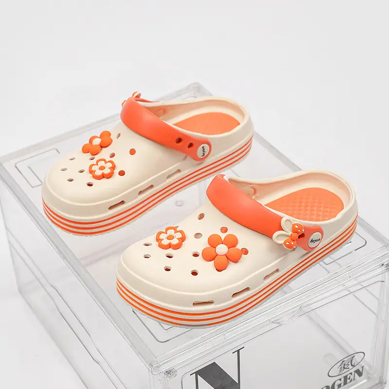 Women Orange Floral Croc Sandals Summer 2024 - Image 7