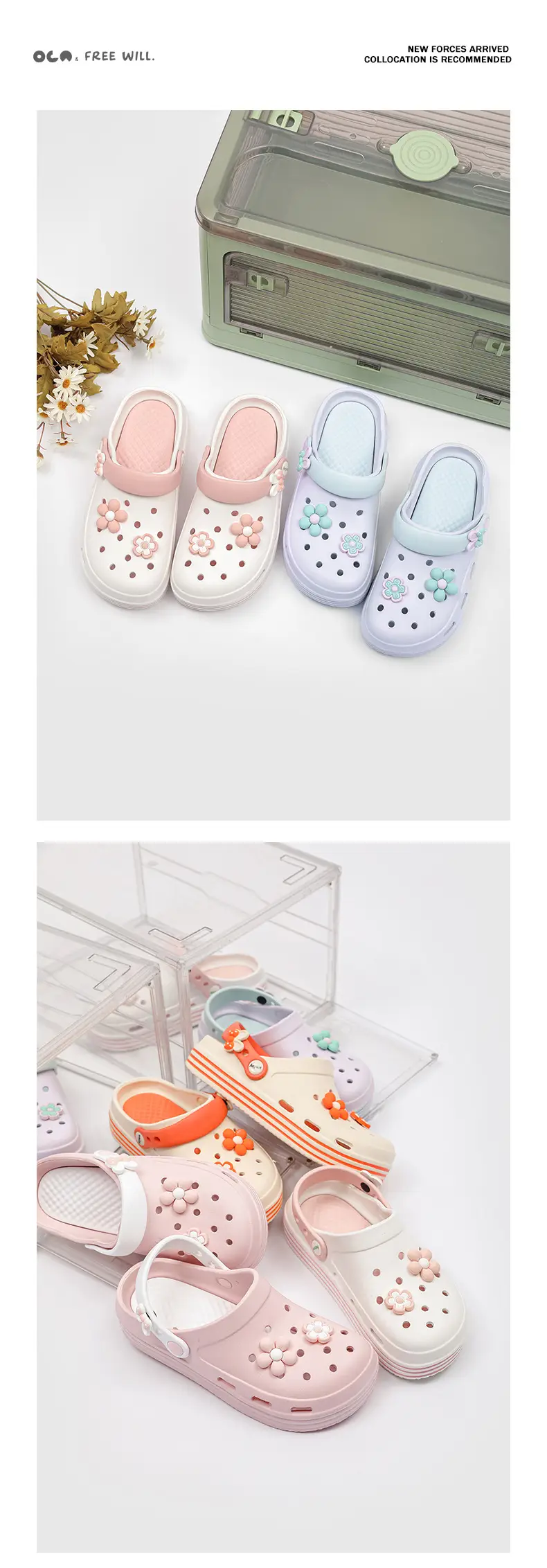 Women Orange Floral Croc Sandals Summer 2024 — feature 13