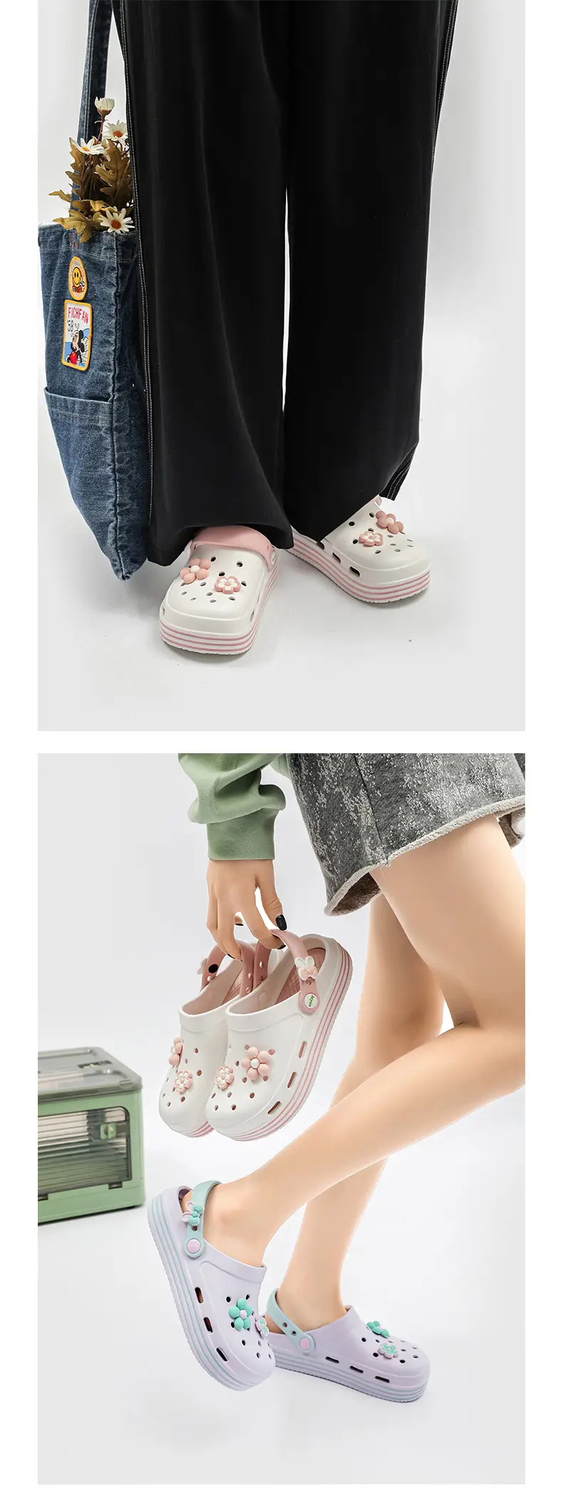 Women Orange Floral Croc Sandals Summer 2024 — feature 14
