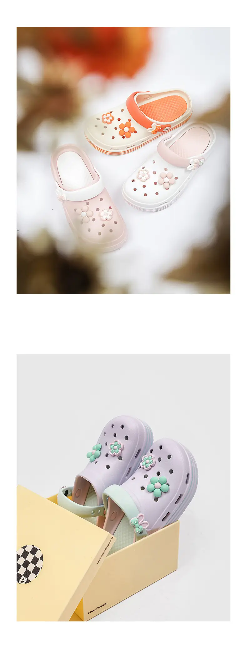 Women Orange Floral Croc Sandals Summer 2024 — feature 15