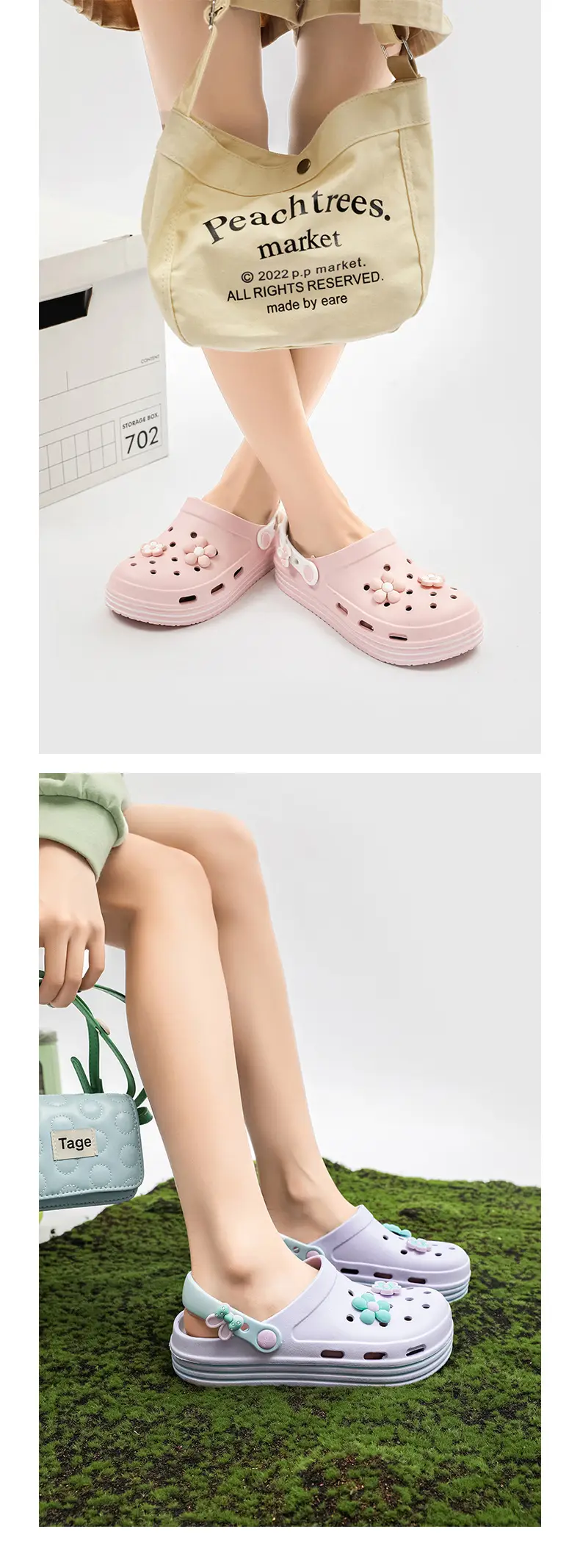 Women Orange Floral Croc Sandals Summer 2024 — feature 18