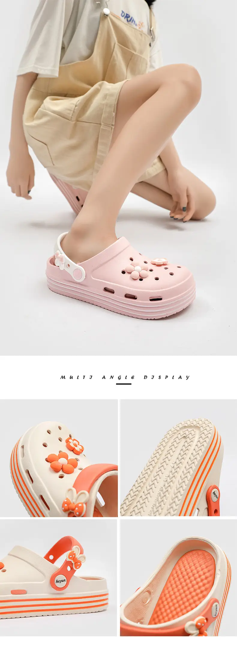 Women Orange Floral Croc Sandals Summer 2024 — feature 19
