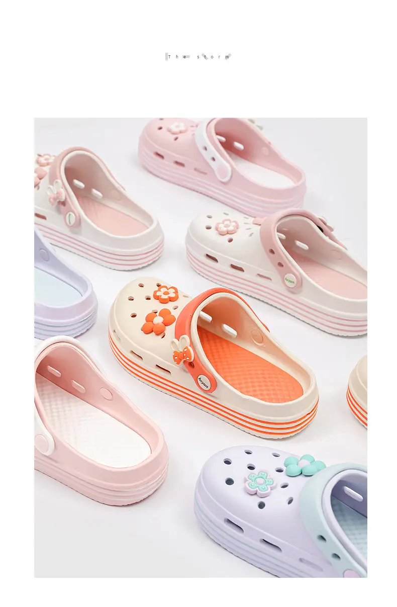 Women Orange Floral Croc Sandals Summer 2024 — feature 5